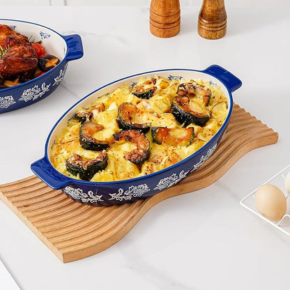 Wisenvoy Casserole Dish Baking Dish Ceramic Au Gratin Baking Dish Lasagna Pan Oval Casserole Dishes for Oven - Image 2