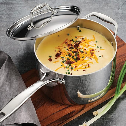 Tramontina Signature Tri-Ply Clad Stainless Steel 4-Quart Sauce Pan with Lid, Induction-Ready, Dishwasher-Safe, NSF-Certified, Made in Brazil - Image 3