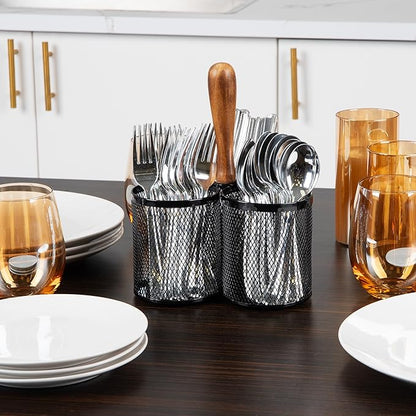 Mind Reader Utensil Holder, Silverware Organizer, Caddy, Cutlery Holder, Kitchen, Metal Mesh, 7.5"L x 7.5"W x 9.75"H, Black - Image 4