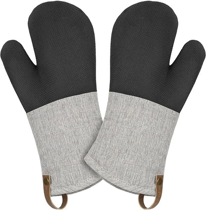 Cuisinart Heritage Kitchen Oven Mitts – Heat-Resistant Kitchen Mitts for Oven with Non-Slip Neoprene Palm, Long Cuff, and Cotton Filling – Durable Oven Gloves for Cooking, Baking, & Grilling by BestBrands