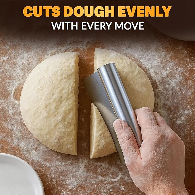Bench Scraper Kitchen – Multipurpose Pastry Scraper Tool with Measurement Marks for Even Portions, Stainless Steel Build, Ergonomic Grip for Better Control – Pizza, Cookie & Bread Dough Cutter Tool - Image 6