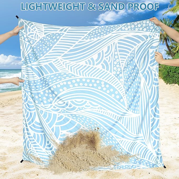 WIWIGO Beach Blanket Waterproof Sandproof Beach Mat 79" X 83"/10'x9'for 2-8 Adults Quick Drying Outdoor Picnic Mat Beach Accessories for Travel, Camping, Hiking - Image 2
