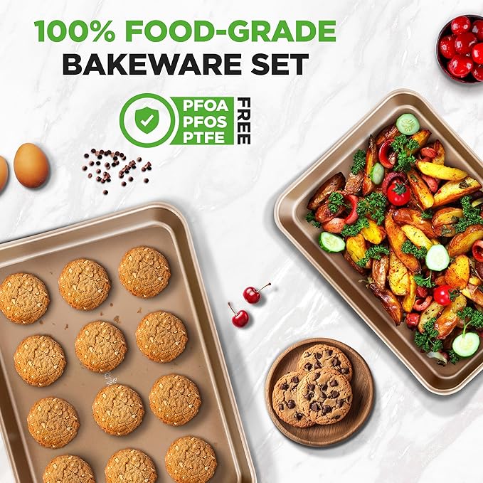 NutriChef 2 Piece Cookie Sheets for Baking, Nonstick Carbon Steel Baking Sheets - Durable, Thick, and Wrap Resistance, Easy to clean, Dishwasher & Oven Safe up to 450F - Image 5