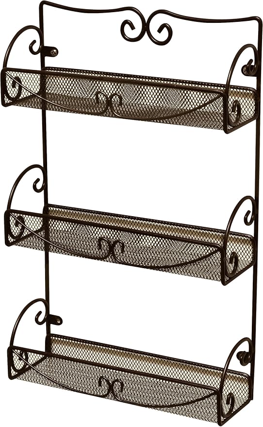 Deco Brothers 3 Tier Wall Mounted Hanging Spice Rack, Bronze by DecoBrothers