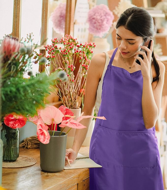 Purple Apron for Women with Pockets | Lightweight and Adjustable Womens Apron