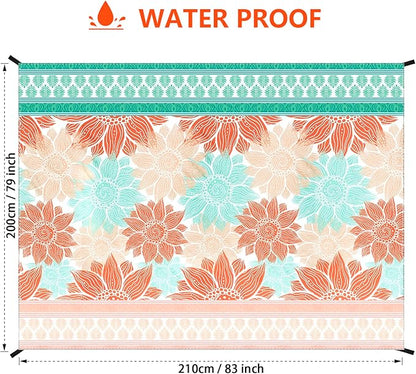 HIHOHO Beach Blanket Waterproof Sandproof Extra Large Beach Mat 79" X 83"/120"x108"for 1-8 Adults Quick Drying Durable Outdoor Picnic Mat for Beach Travel Camping Hiking