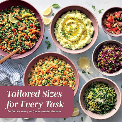 COOK WITH COLOR Mixing Bowls with Lids - 12 Piece Plastic Nesting Bowls Set includes 6 Prep Bowls and 6 Lids, Microwave Safe Mixing Bowl Set, Rose TPR Lid - Image 5