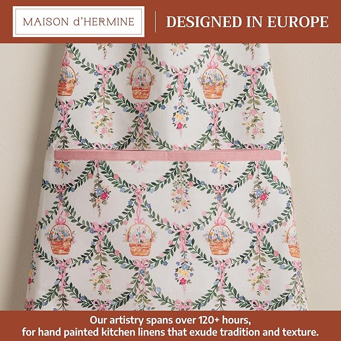 Maison d' Hermine 100% Cotton Apron for women with Pocket Kitchen Chef Apron for Men Cooking Mothers Day Gifts