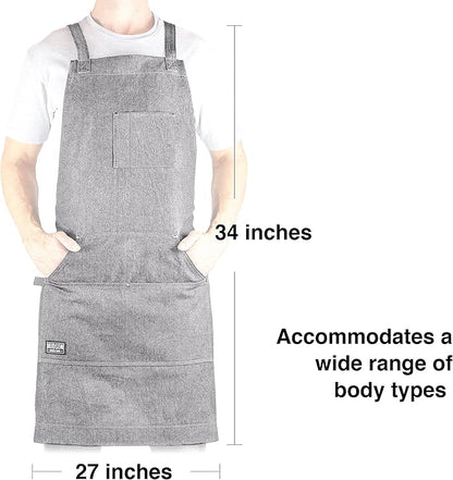 Hudson Durable Goods - Professional Grade Chef Apron for Kitchen, BBQ & Grill