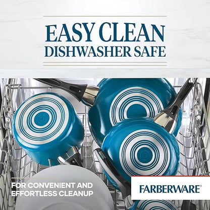 Farberware 20361 Dishwasher Safe Nonstick Cookware Set / Pots and Pans Set - 15 Piece, Blue - Image 4