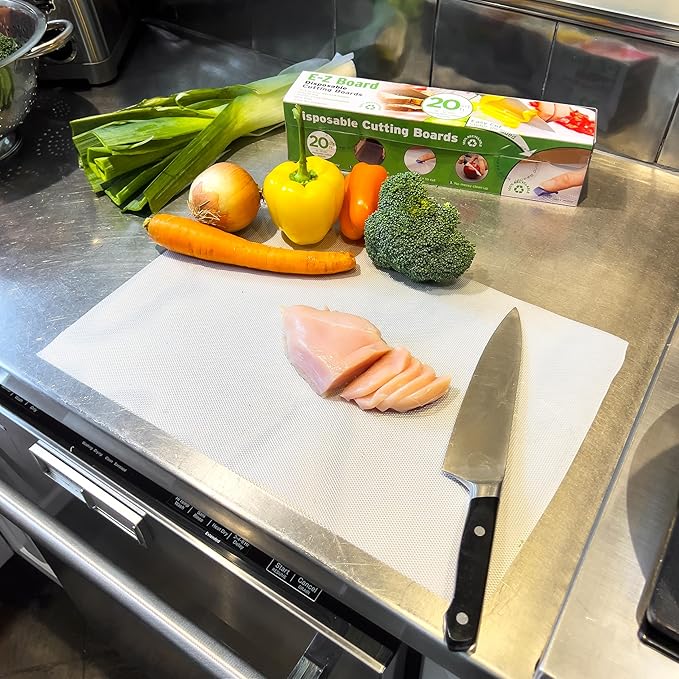 Mind Reader E-Z Board Disposable Plastic Cutting Board, 20 Square Feet, Easy Clean-Up and Convenient Use, Ideal for Camping, Hunting, Boating, and For People With Food Allergies, Clear - Image 7