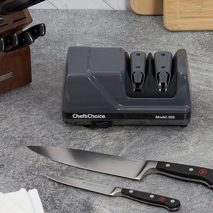 Chef'sChoice Professional Electric Knife Sharpeners Sharp-N-Hone With 100-Percent Diamond Abrasives And Precision Angle Guides For 20-Degree Straight-Edge and Serrated Knives, 2-Stage, Gray