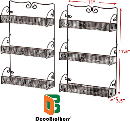 Deco Brothers 3 Tier Wall Mounted Spice Rack, 2 Pack, Bronze - Image 6
