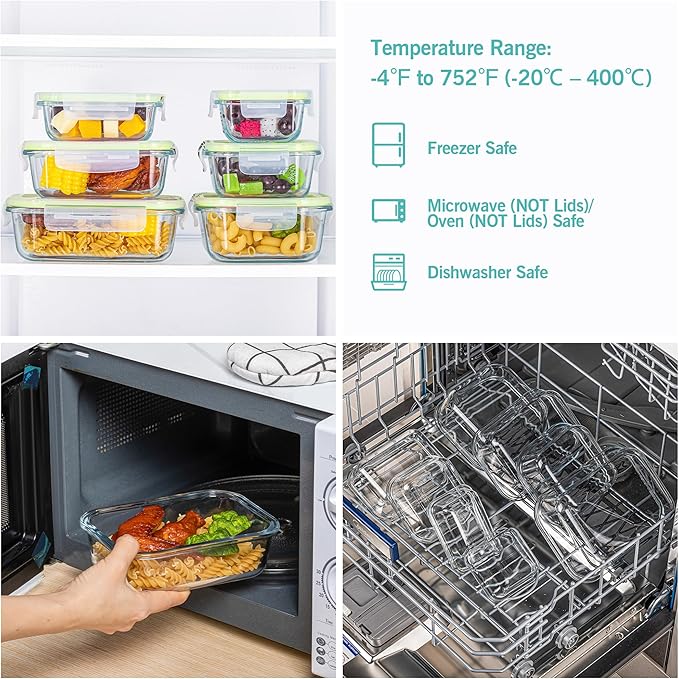 Vtopmart 8 Pack Glass Food Storage Containers with Lids (Grass Green) - Image 7