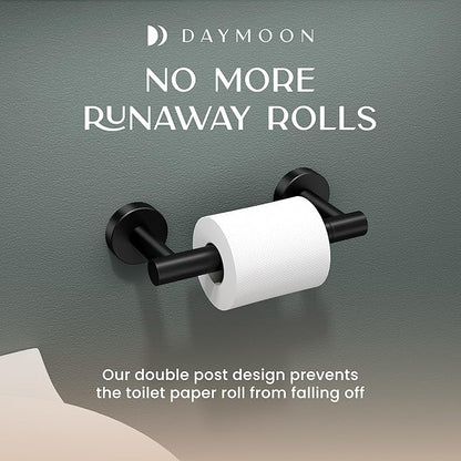 Day Moon™ - Toilet Paper Holder - Modern Roll Holder for Bathroom - 2 Pack - Wall Mount, Black - Image 7