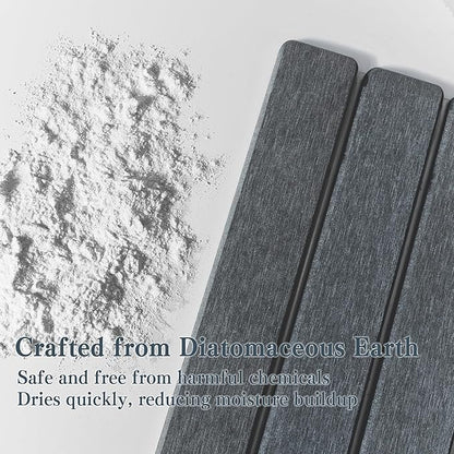 2pcs Stone Dish Drying Mat for Kitchen Counter, Quick-Dry Diatomaceous Earth Water Absorbent Pad & Countertop Drainer, Home Essentials for Bath and Pets - Dark Grey, 24x16’’ & 8x4’’