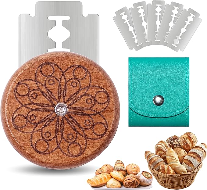 UFO Bread Lame Cutter for Homemade Sourdough,Bread Scorer Tool for Sourdough with 5 Blades and Case,Slashing Tool Bread Cutting Knife for Artisan Bread and Baguette Makers,Circle-teal by Unknown