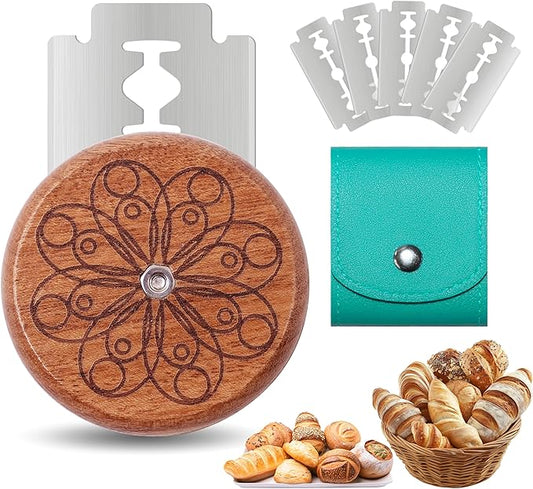 UFO Bread Lame Cutter for Homemade Sourdough,Bread Scorer Tool for Sourdough with 5 Blades and Case,Slashing Tool Bread Cutting Knife for Artisan Bread and Baguette Makers,Circle-teal by Unknown