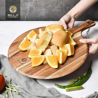 BILL.F Wood Cutting Board for Kitchen Set of 2 Cutting Board Wood with Handle for Meat,Cheese Board,Vegetables, Bread,Charcuterie - Decorative Wooden Serving Board for Kitchen and Dining Room - Image 2