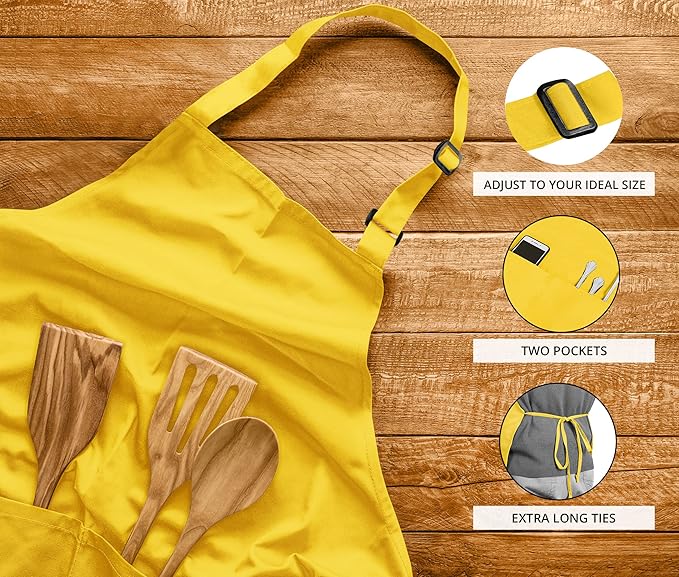 Utopia Kitchen 2 Pack Bib Apron, Adjustable with 2 Pockets, Water and Oil Resistant, Cooking Kitchen Chef Apron for Women Men - Image 4