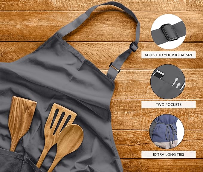 Utopia Kitchen 2 Pack Bib Apron, Adjustable with 2 Pockets, Water and Oil Resistant, Cooking Kitchen Chef Apron for Women Men - Image 4