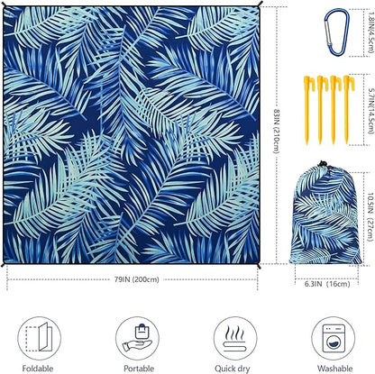 WIWIGO Beach Blanket Waterproof Sandproof Beach Mat 79" X 83"/10'x9'for 2-8 Adults Quick Drying Outdoor Picnic Mat Beach Accessories for Travel, Camping, Hiking - Image 2