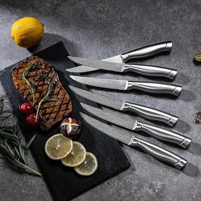 Knife Set, Emojoy 15 Pieces Kitchen Knife Block Set with Built-in Sharpener, High Carbon Stainless Steel Sharp Knife Block Set with Hollow Handle