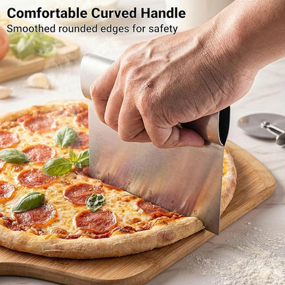Bench Scraper Kitchen & Dough Scraper Tool - Stainless Steel Multi-Purpose Scraper & Chopper with Laser-Etched Metric Scale - Heavy Duty Pastry Cutter & Griddle Tool for Bread, Pizza & Baking - Image 5