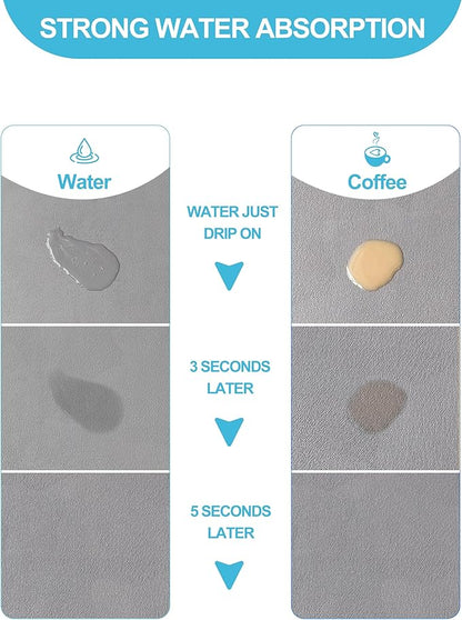 Dish Drying Mat for Kitchen Counter, 16"x24" Dish Drying Pad with Non-slip Rubber Backed, Hide Stain Anti Absorbent for Kitchen Counter, Drying Mat for Coffee Machine Dish Rack (Grey) - Image 2