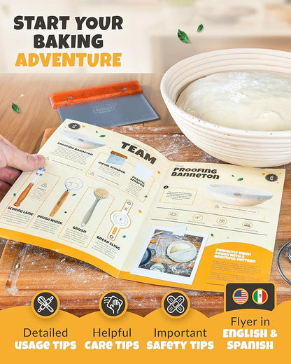 CRUSTLOVE Sourdough Kit inkl. 7 different Bread Making Tools like a 9 inches Sour dough Banneton Bread Proofing Basket - Bread Making Kit, Banneton-Basket, Sourdough-Starter-Kit-Supplies, Baking-Kit - Image 7