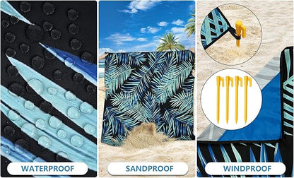 WIWIGO Beach Blanket Waterproof Sandproof Beach Mat 79" X 83"/10'x9'for 2-8 Adults Quick Drying Outdoor Picnic Mat Beach Accessories for Travel, Camping, Hiking - Image 3