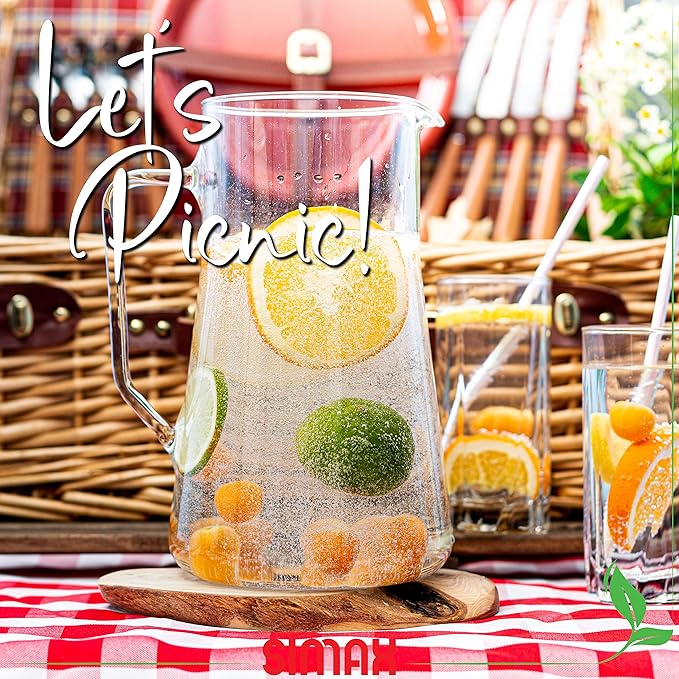 Simax Large Glass Pitcher With Spout, 2.5 Quart (80 Ounce) Borosilicate Glass Iced Tea Pitchers with Handle, Angled Cylinder Design, Glass Water Pitcher - Image 5