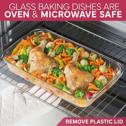 COOK WITH COLOR 8-Piece Deep Glass Baking Dish Set with Plastic Lids – Casserole and Food Storage Containers for Lasagna, Leftovers – Freezer-to-Oven, Microwave & Dishwasher Safe, Rose - Image 6