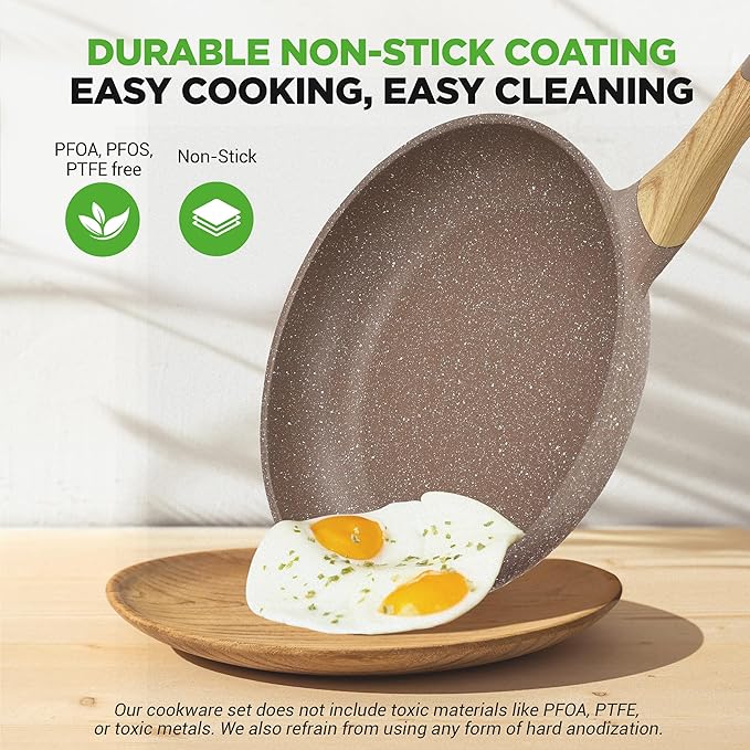 Nutrichef 22-Piece Marble Non-Stick Cookware and Bakeware Set - Professional Home Kitchen Collection with Multi-Sized Pots, Pans, and Heat-Resistant Tools - Image 3