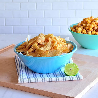 Youngever 10 inch 100 Ounce Plastic Mixing and Serving Bowls, Popcorn Bowls, Salad Bowls, Chip and Dip Serving Bowls, Set of 9 (Coastal) - Image 4