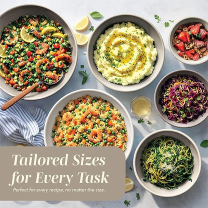 COOK WITH COLOR Mixing Bowls with TPR Lids - 12 Piece Plastic Nesting Bowls Set includes 6 Prep Bowls and 6 Lids, Microwave Safe (Brown) - Image 5