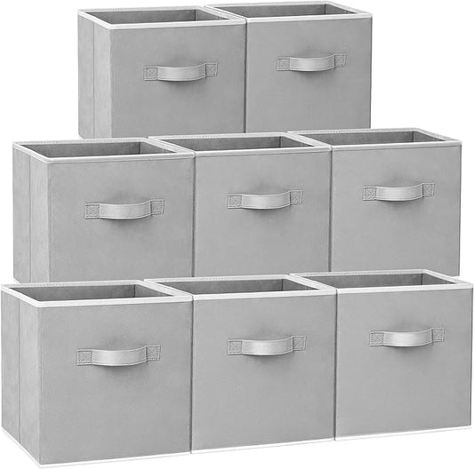 Criusia Large Storage Cubes - 13 Inch Heavy Duty Fabric Storage Bins for Shelves Closet, Cube Organizer - 8 Pack Collapsible Cube Storage Bins Baskets for Organizing Clothes Blankets Toys (Grey) by Criusia