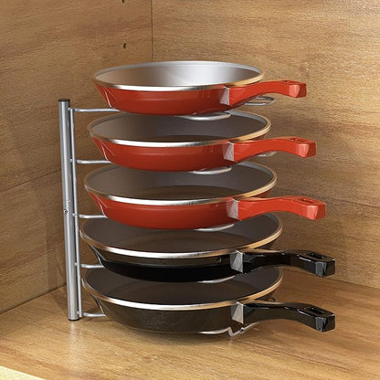 Deco Brothers Pan Organizer Rack for Kitchen Cabinet and Counter, Silver - Image 4