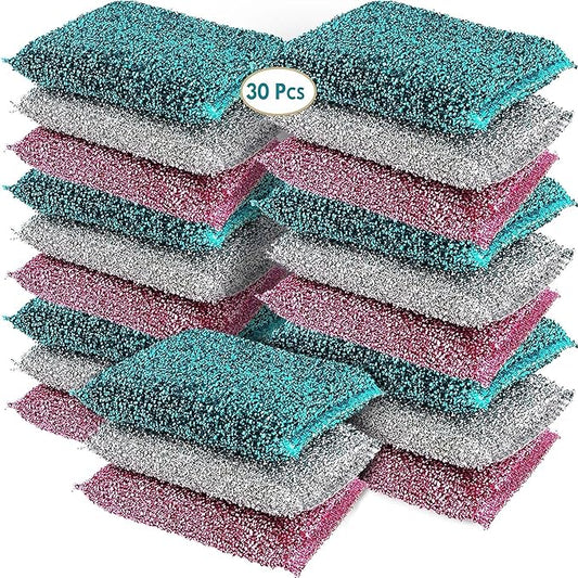 Dish Sponges for Kitchen(30 Pcs) Non-Scratch Scrub Sponges for Dishes, Pots, Pans, Glass, Stainless Steel & Nonstick Cookware–Odor-Resistant, Quick-Dry, Flexible, Durable & Reusable Cleaning Scrubbers