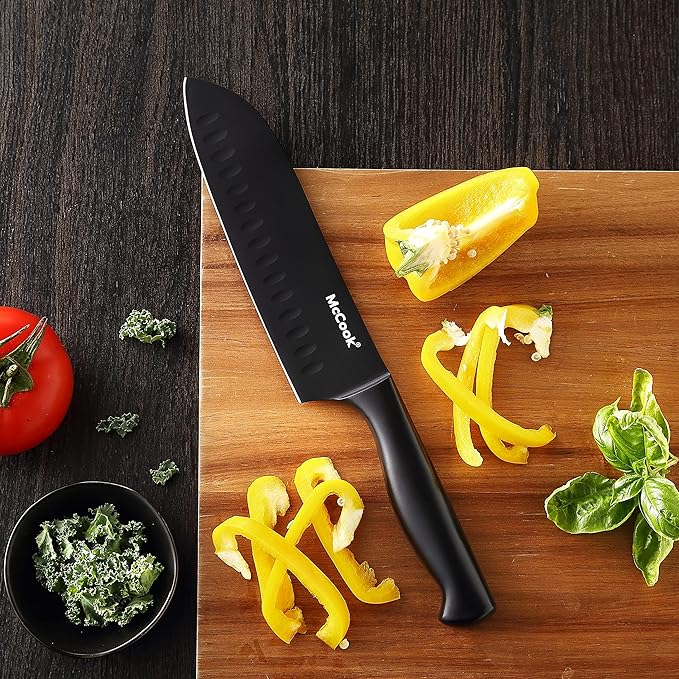 McCook® Premium Black Knife Sets,German Stainless Steel Kitchen Knives Block Set with Built-in Sharpener - Image 7