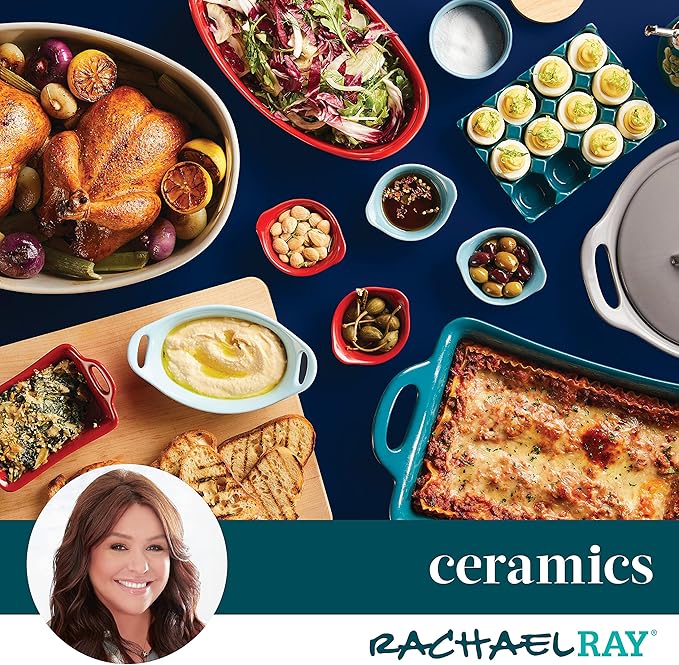 Rachael Ray Solid Glaze Ceramics Au Gratin Bakeware/Baker Set, Rectangular, 2 Piece, Red - Image 4
