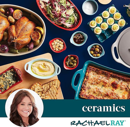 Rachael Ray Solid Glaze Ceramics Au Gratin Bakeware/Baker Set, Rectangular, 2 Piece, Red - Image 4