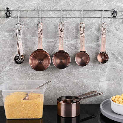 Copper Measuring Cups Set, Stainless Steel Measuring Cups, Copper Plated Measuring Cups, 5 Measurer cups, Metal Measurement Cups for Baking & Kitchen