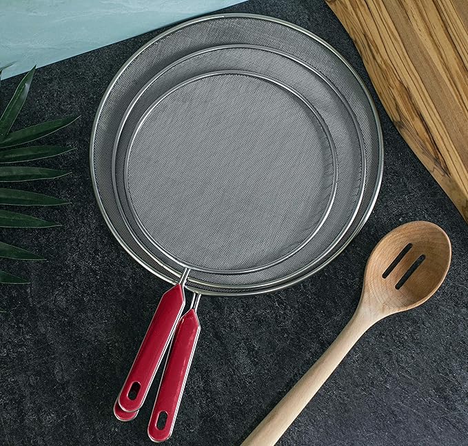 Grease Splatter Screen For Frying Pan Cooking Set of 3 (8", 10" and 11") Fine Mesh Iron Skillet Lid Guard Shield - Image 3