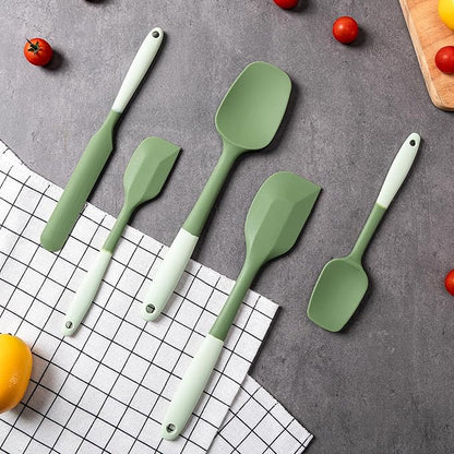 Silicone Spatula Set, 5 Piece Food Grade Rubber Spatulas for Baking, Cooking, and Mixing High Heat Resistant Non Stick Dishwasher Safe BPA-Free (Two colors - Green) - Image 7