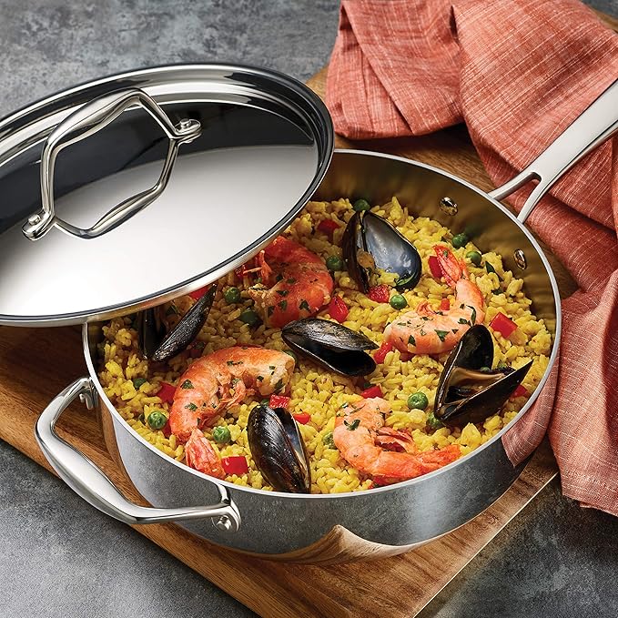 Tramontina Signature Tri-Ply Clad Stainless Steel 3-Quart Saute Pan with Lid, Induction-Ready Cooking Pan, Dishwasher-Safe, NSF-Certified, Made in Brazil - Image 3