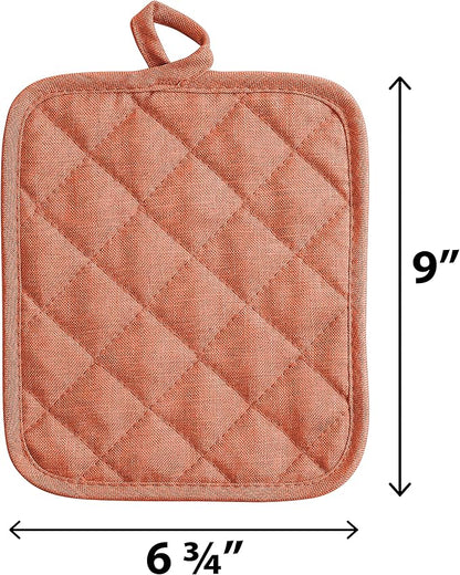 American Linen Pot Holders, Hot Pads, Table Pads for Kitchen and Dining Table, Non Slip Heat Resistant Hot Pot Holder (Coral, 4 Pack)