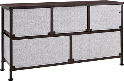 Amazon Basics Extra Wide Fabric 5-Drawer Storage Organizer Unit for Bedroom Closet, Bronze