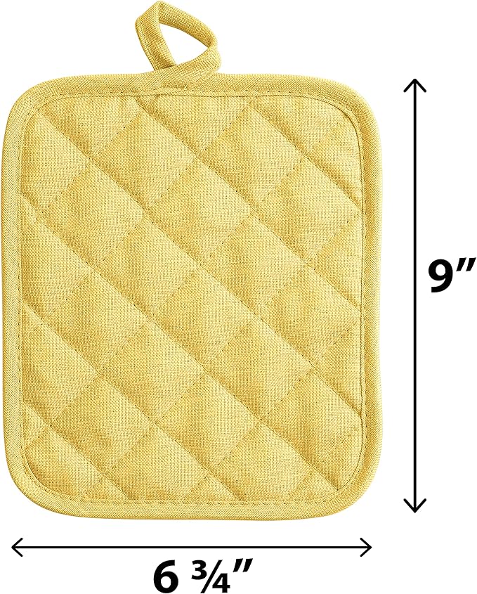 American Linen Pot Holders, Hot Pads, Table Pads for Kitchen and Dining Table, Non Slip Heat Resistant Hot Pot Holder (Sunshine, 8 Pack)