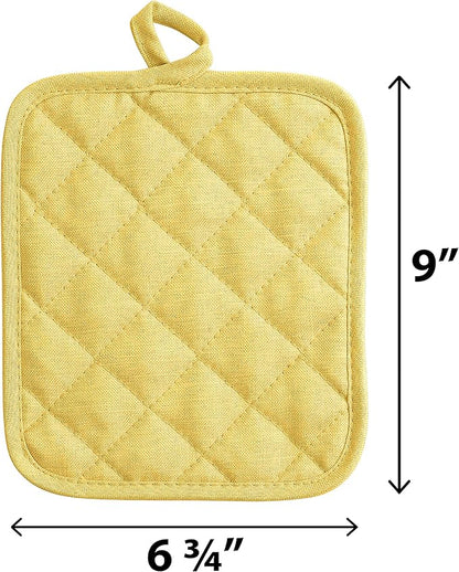 American Linen Pot Holders, Hot Pads, Table Pads for Kitchen and Dining Table, Non Slip Heat Resistant Hot Pot Holder (Sunshine, 8 Pack)